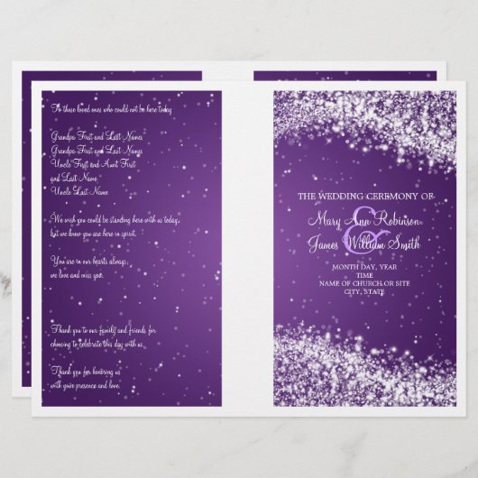 Weddenschap-programma Mousserende golf Paars (Voorkant / Achterkant)