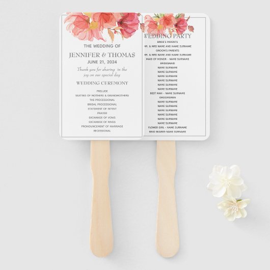 Weddenschap-programma Rood en Oranje ventilator Handwaaier (Voorkant en achterkant)