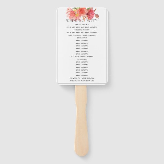 Weddenschap-programma Rood en Oranje ventilator Handwaaier (Achterkant)