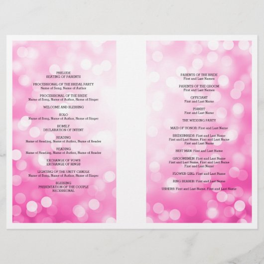 Weddenschap Programma Roze Glitter Lights (Achterkant)