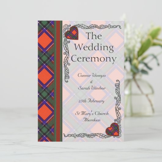 Weddenschap-programma - Sinclair Scottish Tartan Programmakaart (Staand voorkant)