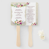 Weddenschap programma voor White Gold Floral Glitt Handwaaier (Voorkant en achterkant)