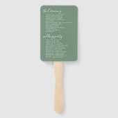Weddenschap programma - witte kalligrafie op Sage  Handwaaier (Achterkant)