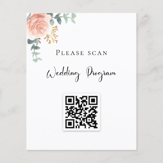Weddenschap QR code blush florale eucalyptus (Voorkant)
