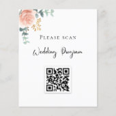 Weddenschap QR code blush florale eucalyptus Flyer (Voorkant)