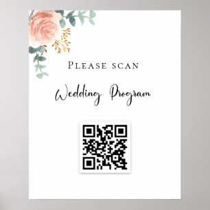 Weddenschap QR code blush florale eucalyptus Poster