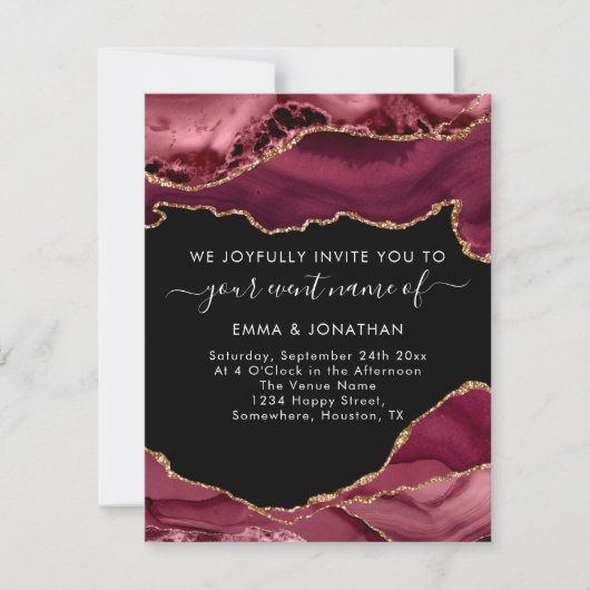 Weddenschap QR-code Burgundy Gold Black (Voorkant)