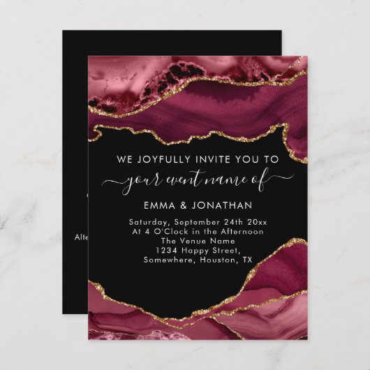 Weddenschap QR-code Burgundy Gold Black (Voorkant / Achterkant)