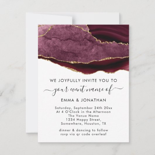 Weddenschap QR-code Burgundy Marsala Gold (Voorkant)