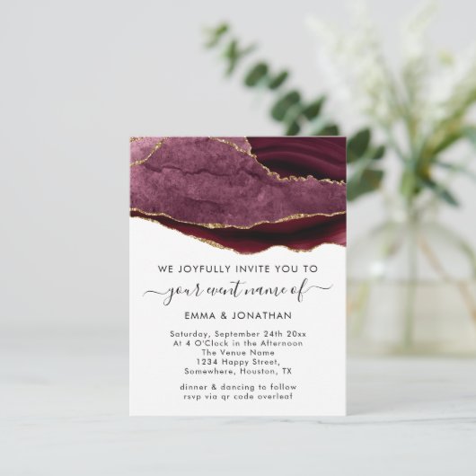 Weddenschap QR-code Burgundy Marsala Gold (Staand voorkant)