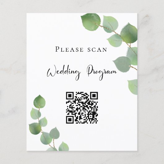 Weddenschap QR-code eucalyptusgrienery Flyer (Voorkant)