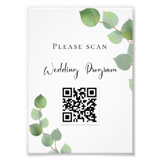 Weddenschap QR-code eucalyptusgrienery Foto Afdruk (Voorkant)