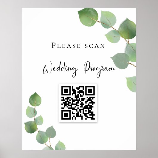 Weddenschap QR-code eucalyptusgrienery Poster (Voorkant)