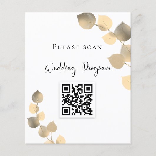 Weddenschap QR-code gouden eucalyptus Flyer (Voorkant)
