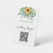Weddenschap QR-code zonnebloemen eucalyptus Reclamebord Met Voetstuk (Voorkant)