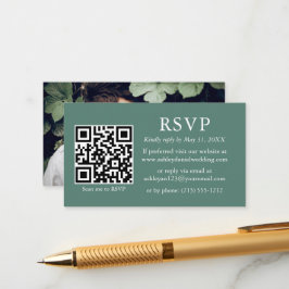 Weddenschap QR Foto Eucalyptus Green RSVP Informatiekaartje