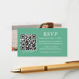 Weddenschap QR Foto Neo Mint Green RSVP Informatiekaartje