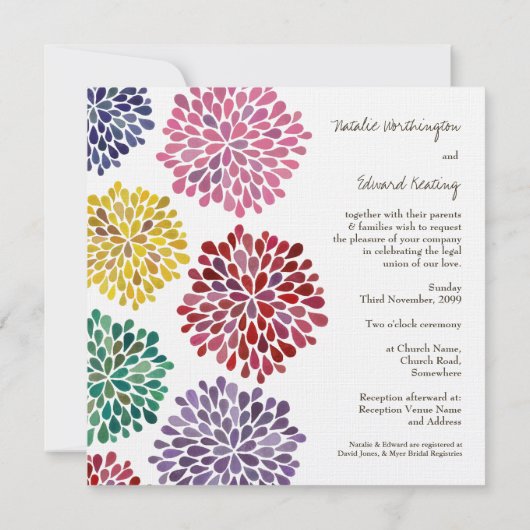 Weddenschap Rainbow Blossom Aangepaste uitnodiging (Achterkant)