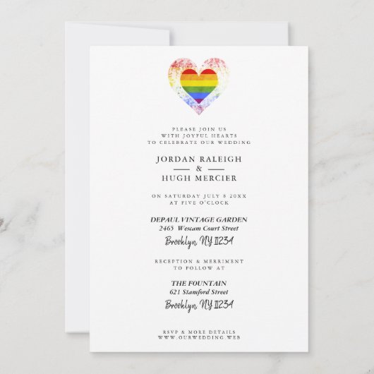 Weddenschap Rainbow Heart LGBT Engaged Couple Phot Kaart (Achterkant)