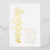 Weddenschap REAL GOLD Foil ultra modern Folie Uitnodiging (Voorkant)