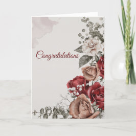 Weddenschap Red Bronze White Roses gefeliciteerd Kaart