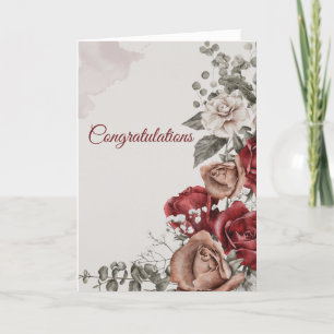 Weddenschap Red Bronze White Roses gefeliciteerd Kaart