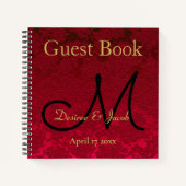 Weddenschap Red Gold Black Kerstwinter Monogram Notitieboek (Voorkant)