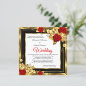 Weddenschap Red Gold Rozen Black Gold Foto Kaart (Staand voorkant)