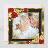 Weddenschap Red Gold Rozen Black Gold Foto Kaart (Achterkant)