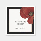 Weddenschap Red Poppy Best Day Ever Floral Napkins Servet (Voorkant)