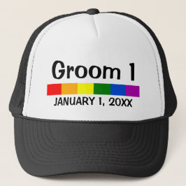 Weddenschap regenboogvlag Banner Groom 1 Trucker Pet