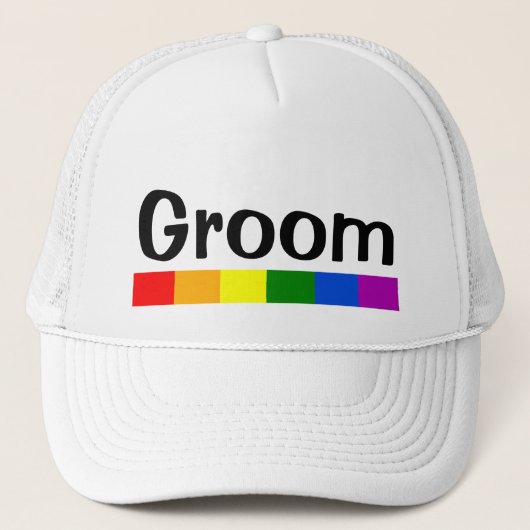 Weddenschap regenboogvlag Banner Groom Trucker Pet (Voorkant)
