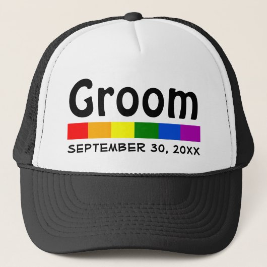 Weddenschap regenboogvlag Banner Groom Trucker Pet (Voorkant)