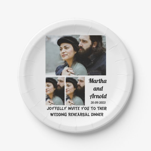 Weddenschap repetitie Aangepast 3 Foto collage Papieren Bordje (Voorkant)