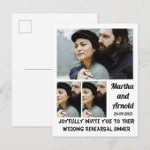 Weddenschap repetitie Aangepast 3 Foto collage Uitnodiging Briefkaart (Voorkant / Achterkant)