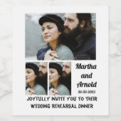 Weddenschap repetitie Aangepast 3 Foto collage Wijn Etiket (Enkel label)