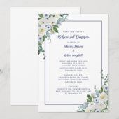 Weddenschap-repetitie Dinner Elegant Floral Blue W Kaart (Voorkant / Achterkant)