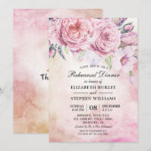 Weddenschap-repetitie Dinner Elegant Waterverf Flo Kaart (Voorkant / Achterkant)