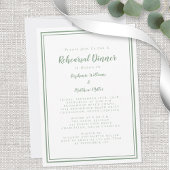 Weddenschap-repetitie Dinner Modern Sage Green Whi Kaart