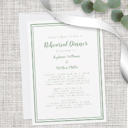 Weddenschap-repetitie Dinner Modern Sage Green Whi Kaart