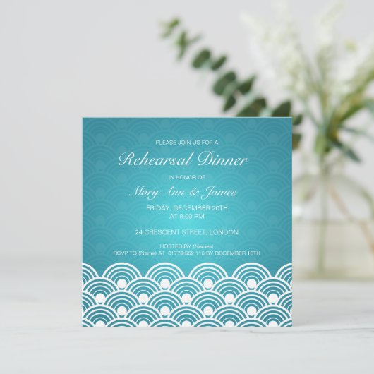 Weddenschap-repetitie Dinner Scalloped Pattern Blu Kaart (Staand voorkant)