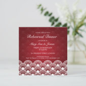 Weddenschap-repetitie Dinner Scalloped Pattern Red Kaart (Staand voorkant)