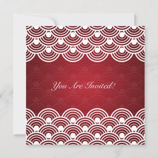 Weddenschap-repetitie Dinner Scalloped Pattern Red Kaart (Achterkant)