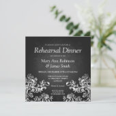 Weddenschap-repetitie Dinner  Swirls 2 Black Kaart (Staand voorkant)