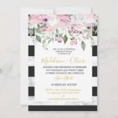 Weddenschap repetitie in Floral Marble Black Chic Kaart (Voorkant)