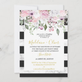 Weddenschap repetitie in Floral Marble Black Chic Kaart
