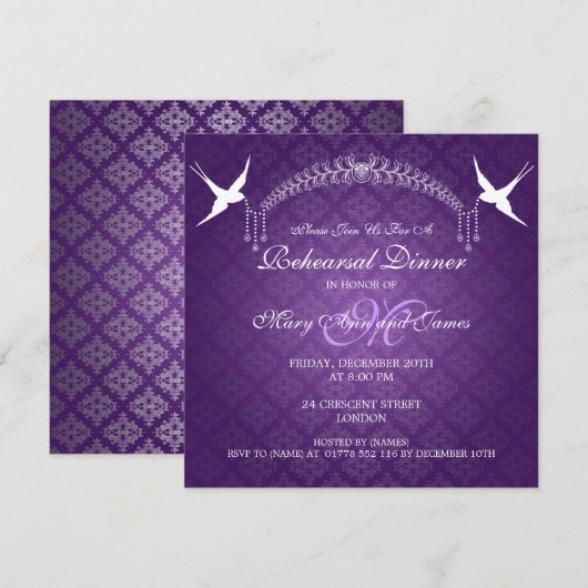 Weddenschap-repetitie Inwendige vogels Monogram Pa Kaart (Voorkant / Achterkant)