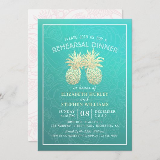 Weddenschap-repetitie met een gouden anananappel kaart (Voorkant / Achterkant)