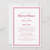 Weddenschap repetitief Dinner Modern Simple Magent Kaart (Voorkant)