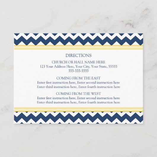 Weddenschap Richtkaarten Blauwe Gele Chevron Informatiekaartje (Voorkant)